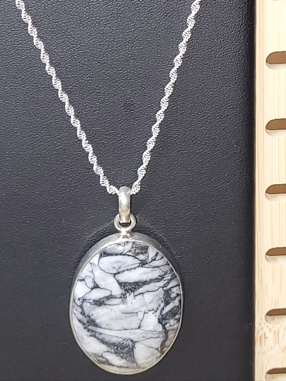 925 Sterling Silver Oval Picasso Jasper Pendant. *Chain Not Included*